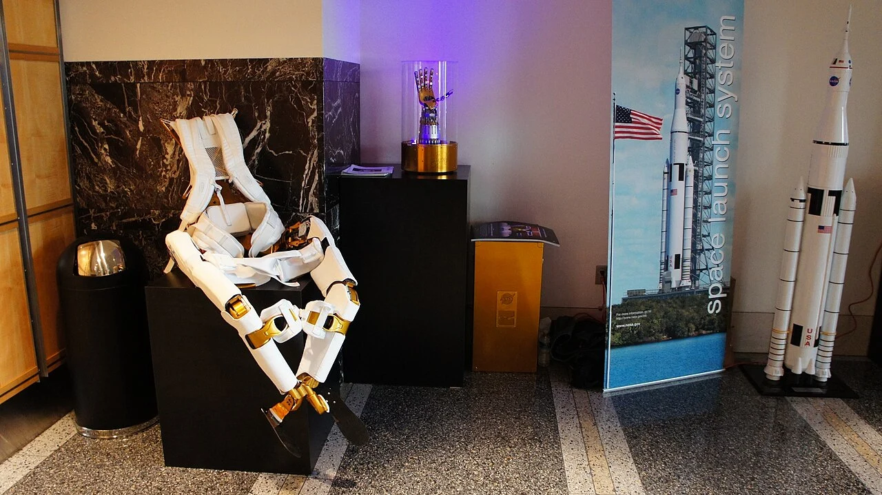 A robotic exoskeleton on display