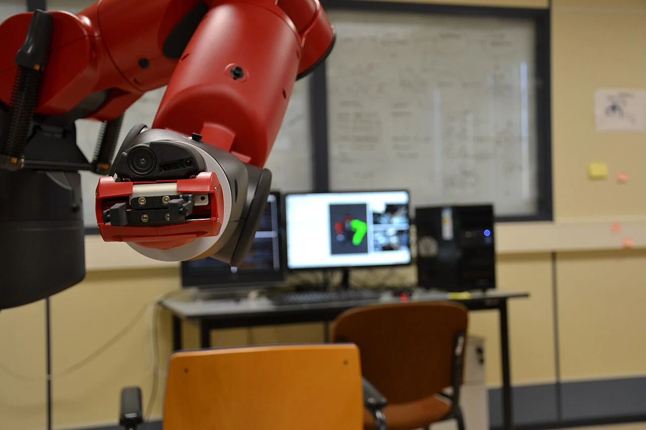 A close view of a Baxter robot gripper